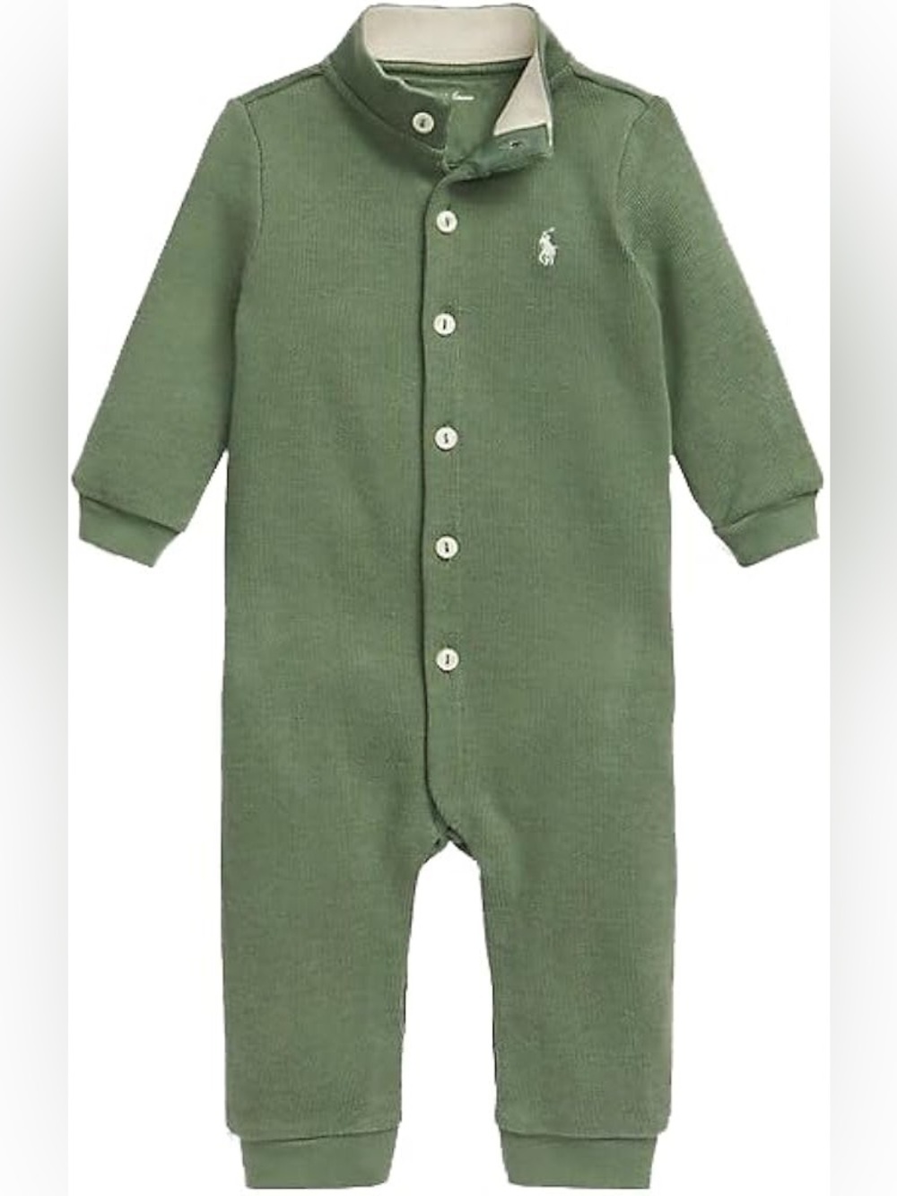 Ralph Lauren Olive Green Long-Sleeve Baby One-Piece